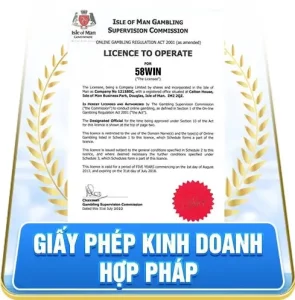 giấy chứng nhận 58WIN